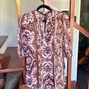 H&M Purple and Orange Patterned Blouse